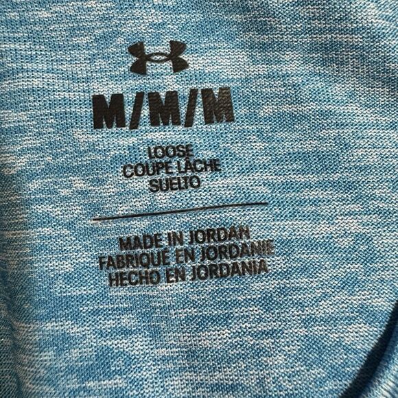 Under Armour T-Shirt Women M V-Neck Blue Logo Tee Athletic Gym Running Core - Picture 5 of 10